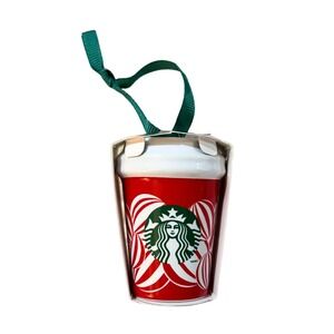 Starbucks Holiday Mini Hot Cup Peppermint Swirl Design Ornament - NWT